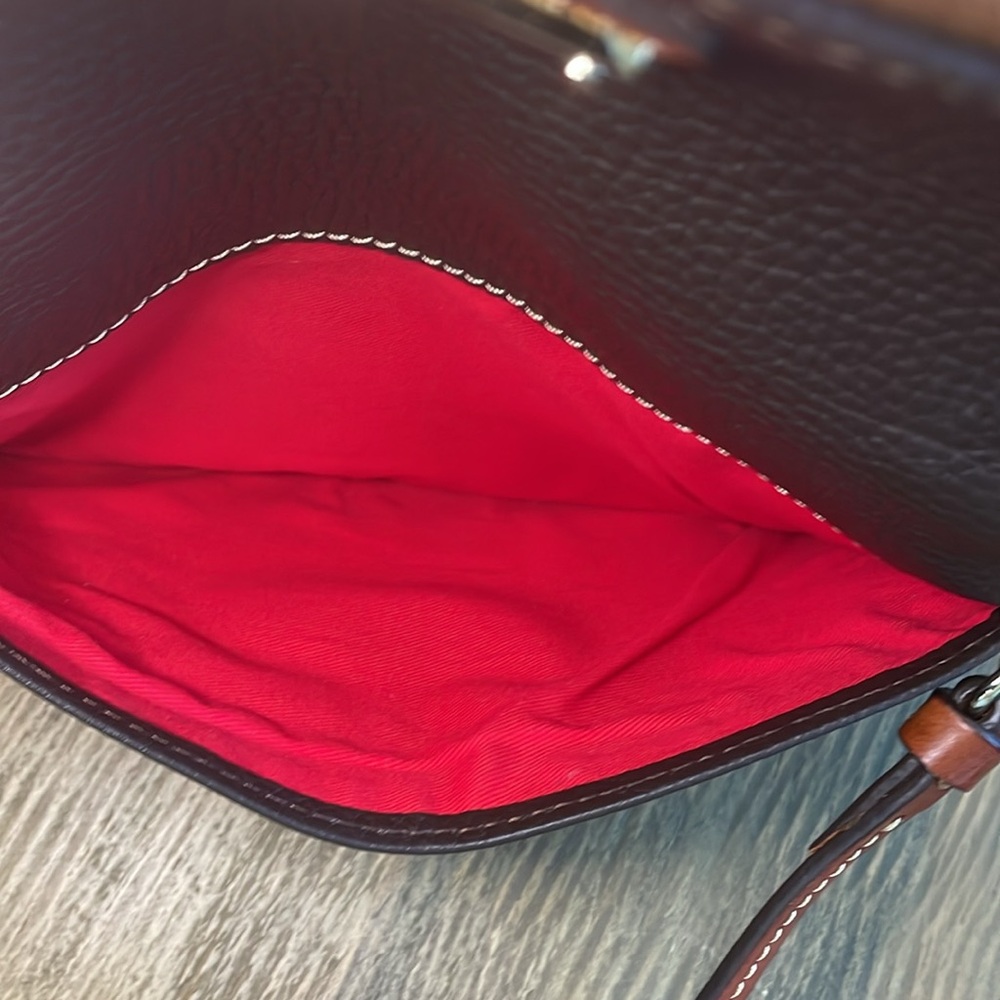 Dooney & Bourke Small Foldover Zip Crossbody in Pebble Grain Leather in Brown - Picture 6 of 16